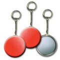 2" Round Metallic Key Chain w/ 3D Lenticular Changing Color Effects - Red/White (Blank)